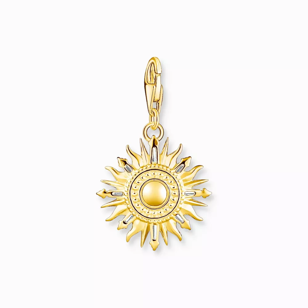 Charm-hängsmycke färgglad sol guldpläterad