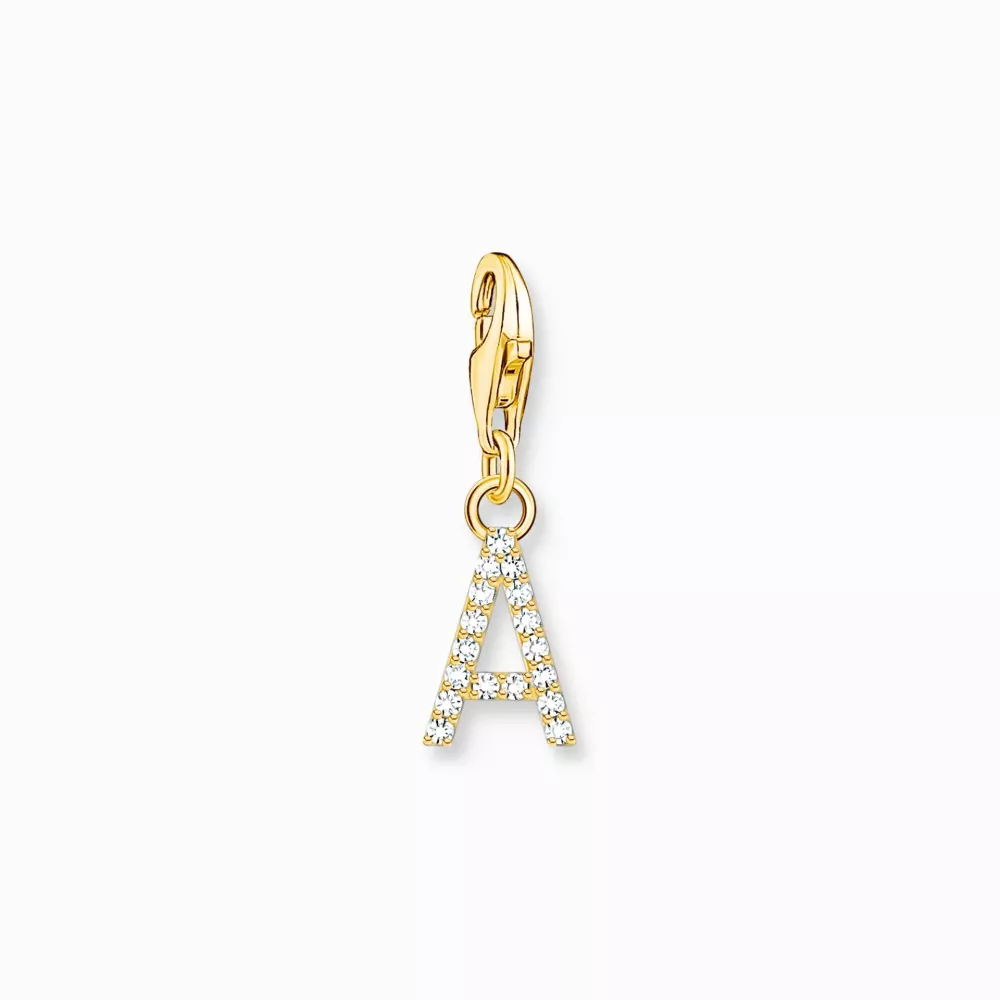 Thomas Sabo guldpläterad charm bokstav med stenar A