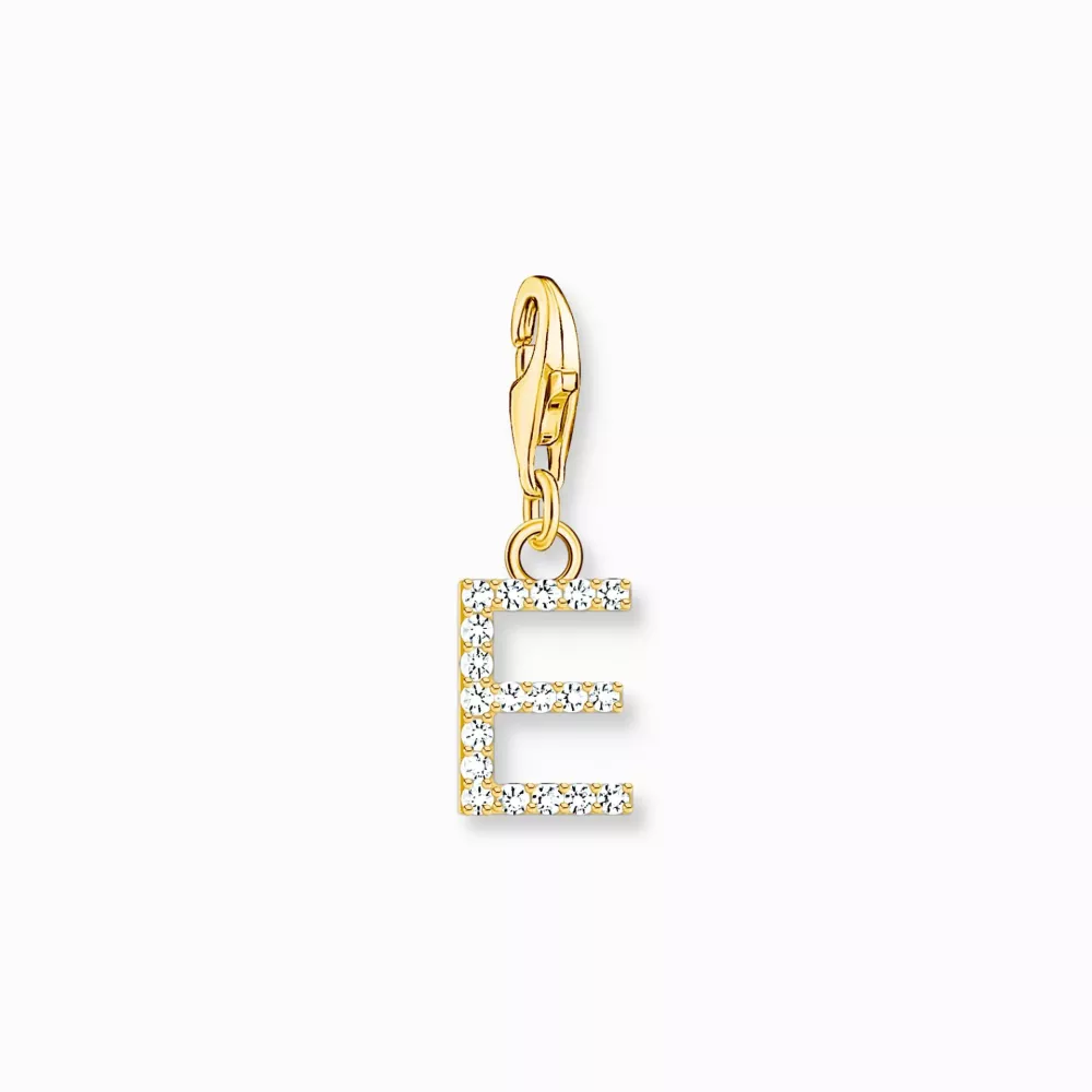 Thomas Sabo guldpläterad charm bokstav med stenar E