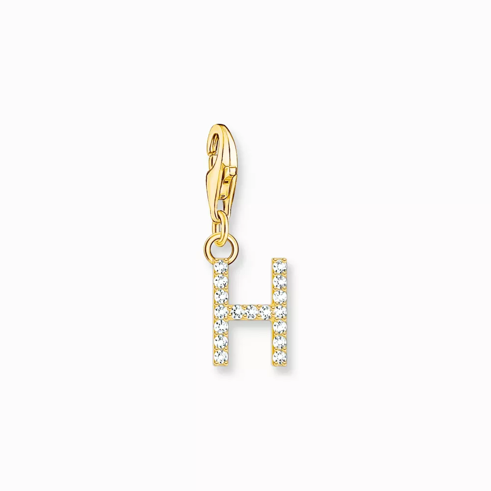 Thomas Sabo guldpläterad charm bokstav med stenar H
