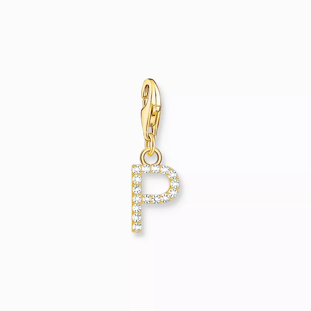 Thomas Sabo guldpläterad charm bokstav med stenar P