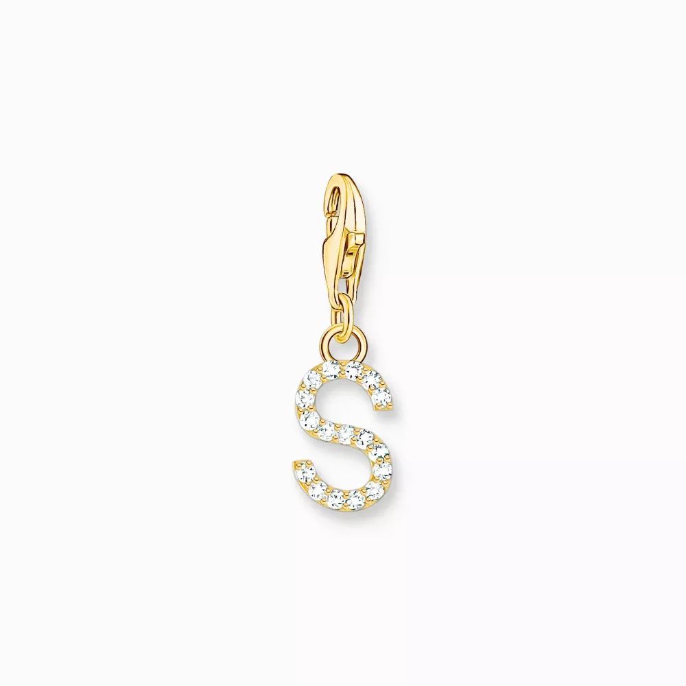 Thomas Sabo guldpläterad charm bokstav med stenar S