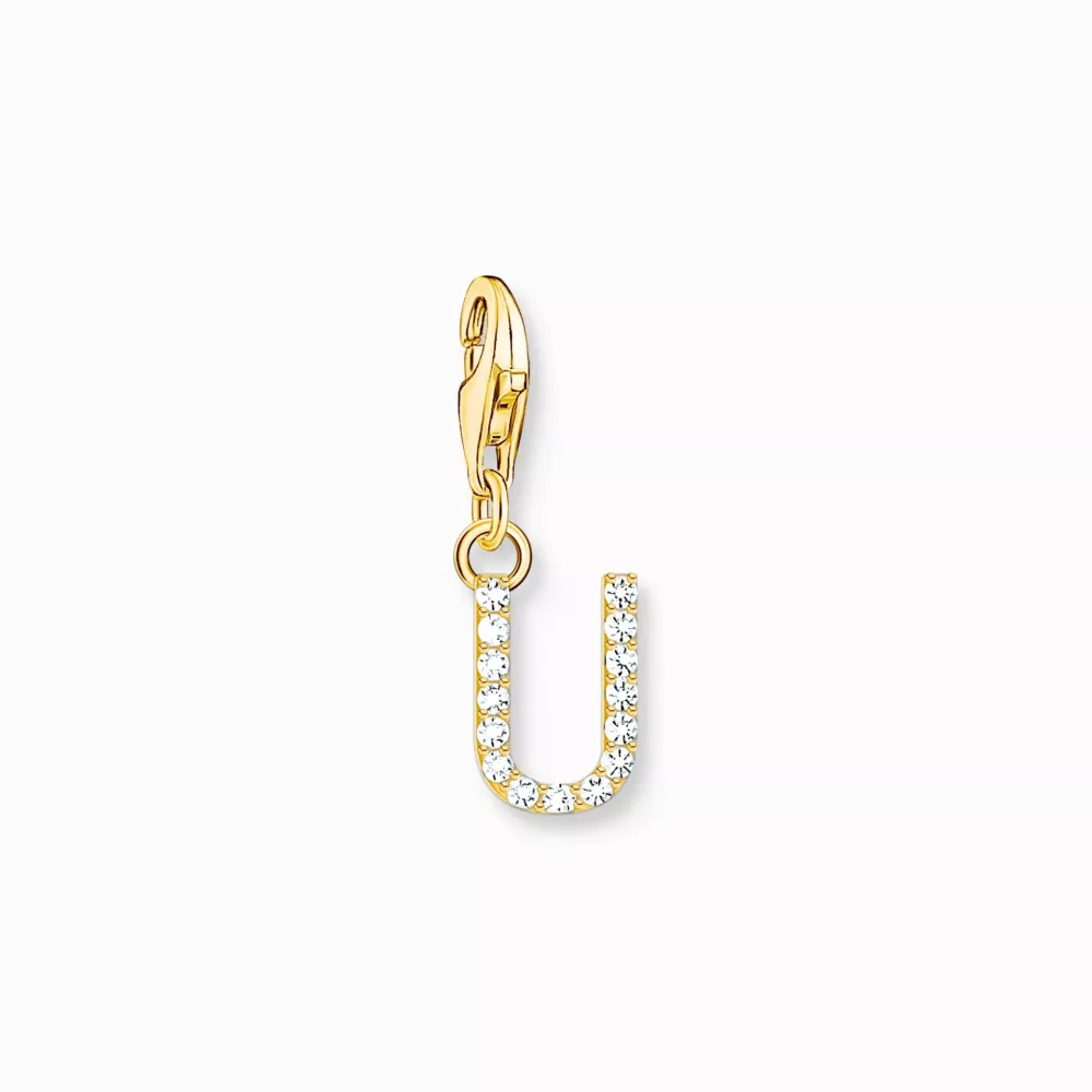 Thomas Sabo guldpläterad charm bokstav med stenar U