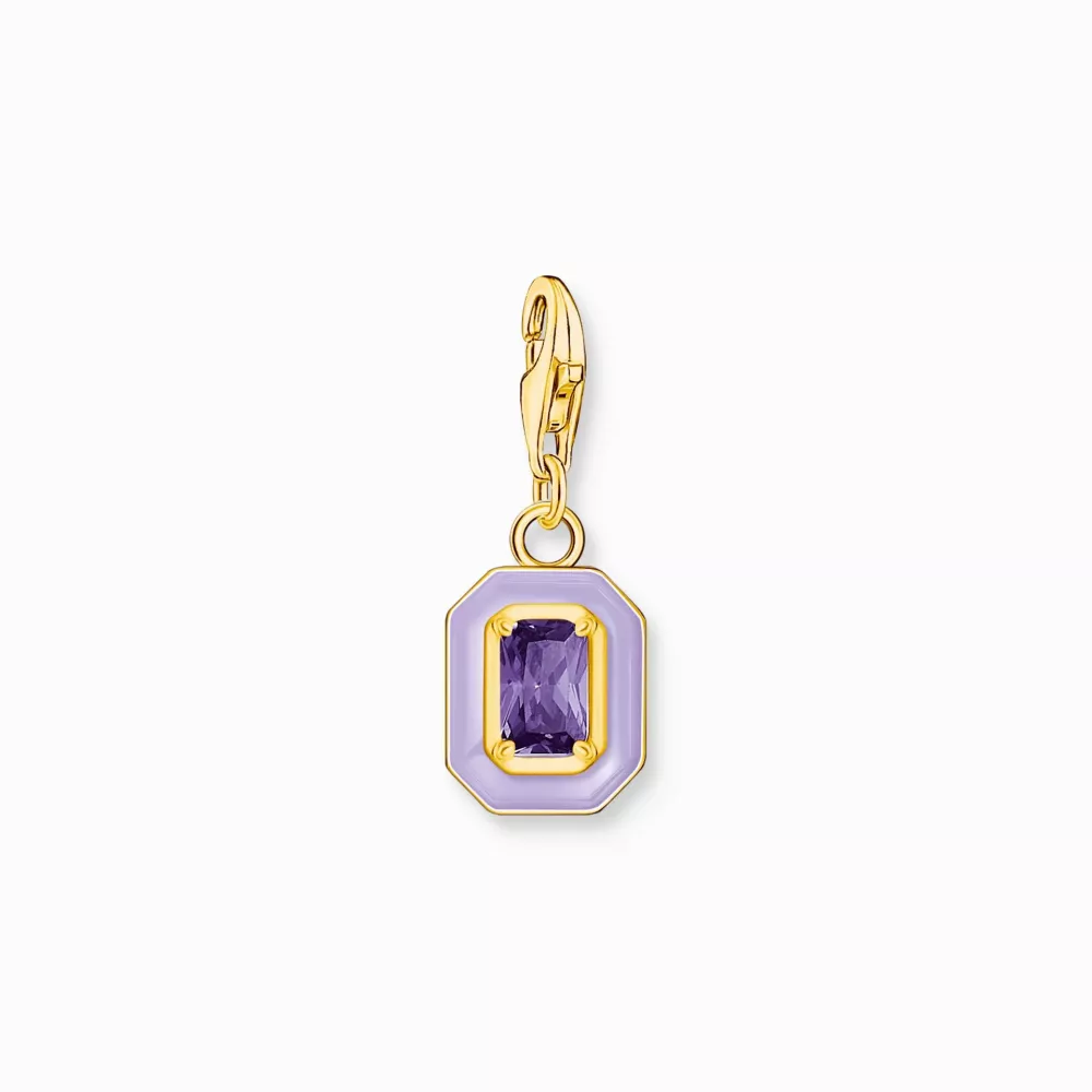 Thomas Sabo guldpläterad charm octagon lila
