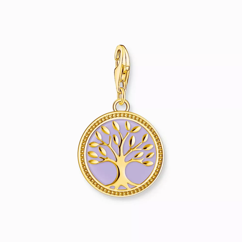 Thomas Sabo guldpläterad charm livets träd lila