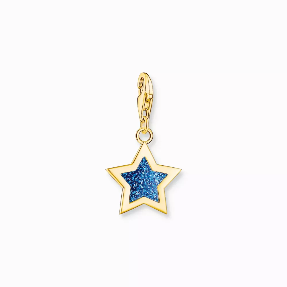 Thomas Sabo guldpläterad charm stjärna blå