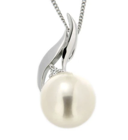 Hänge 18k 0,02ct w/si Pärla