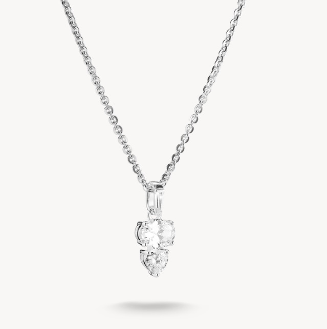 HALSBAND ZIRKONIA OVAL + HJÄRTA SILVER