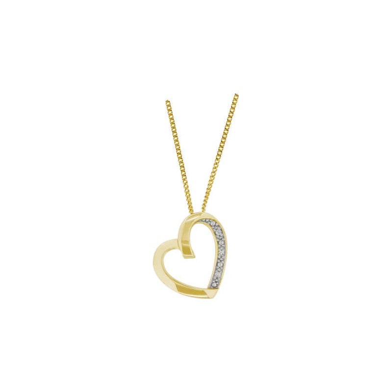 Hänge hjärta 0,015ct w/p 18k guld