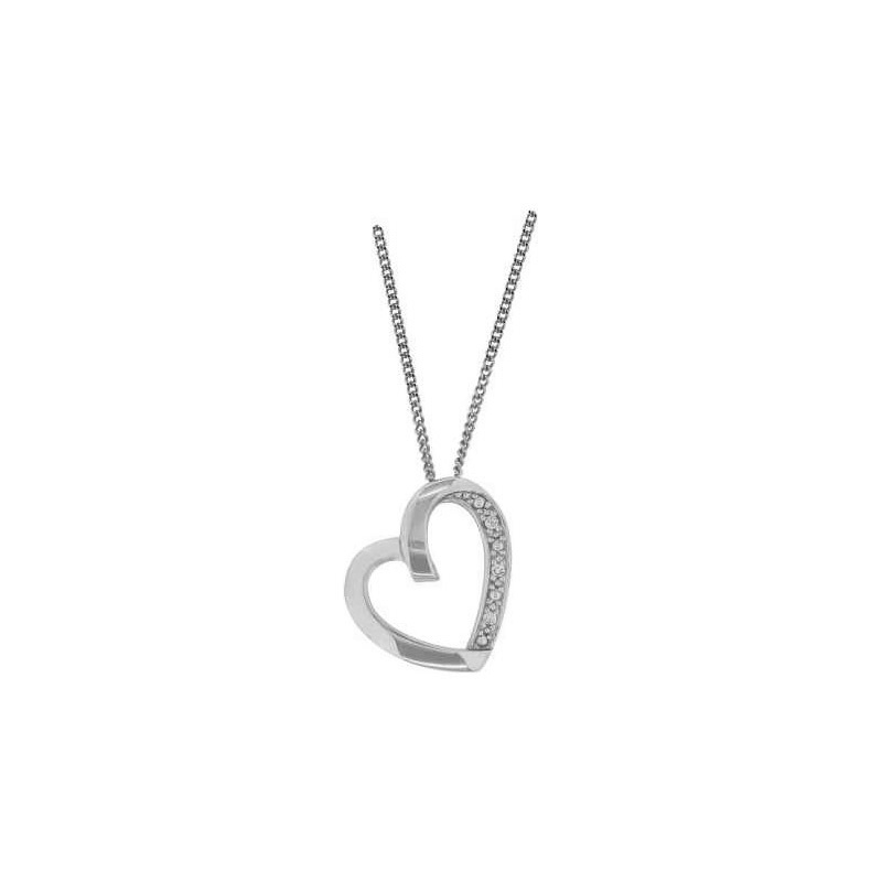 Hänge hjärta 0,015ct w/p 18k vitguld