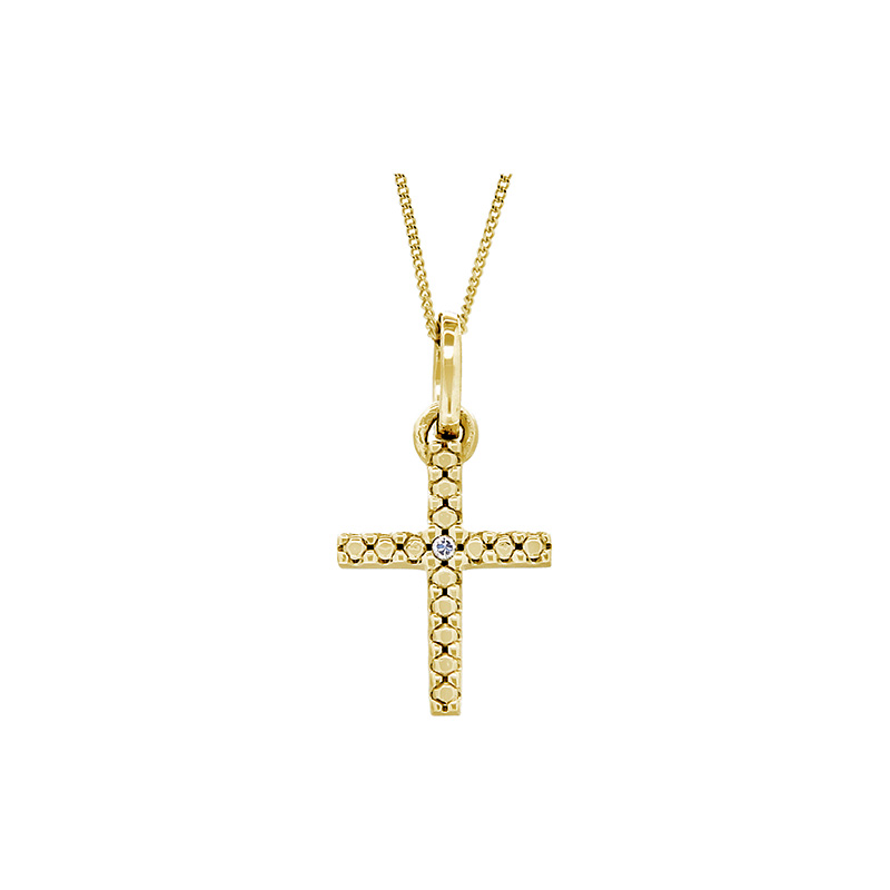 Hänge kors 0,04ct w/p 18k guld