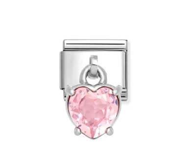 Classic länk, heart cut pink cz