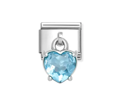 Nomination Classic länk, heart cut light blue cz
