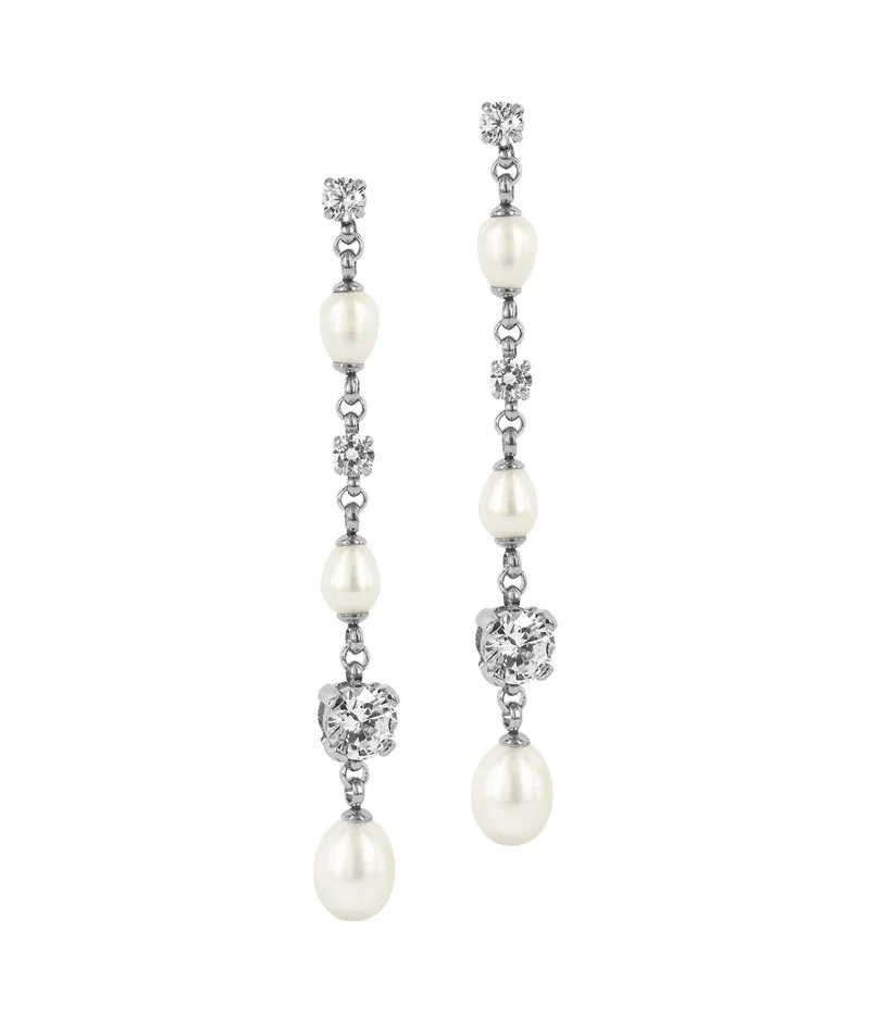 PATRICIA Long Earring Steel/Pearl