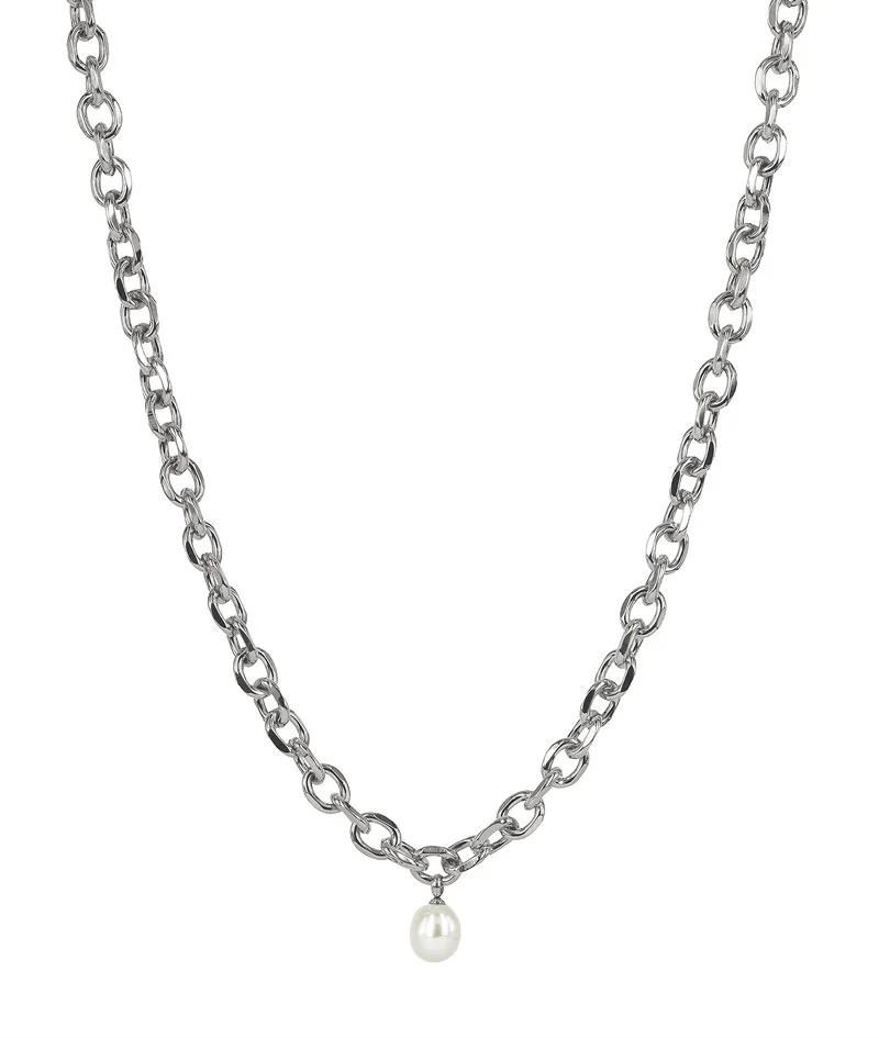 PALMA Big Necklace Steel/Pearl