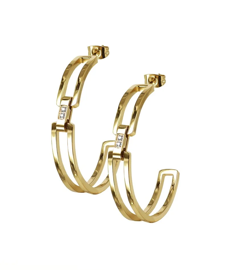 CHERRIE Crystal big earrings gold