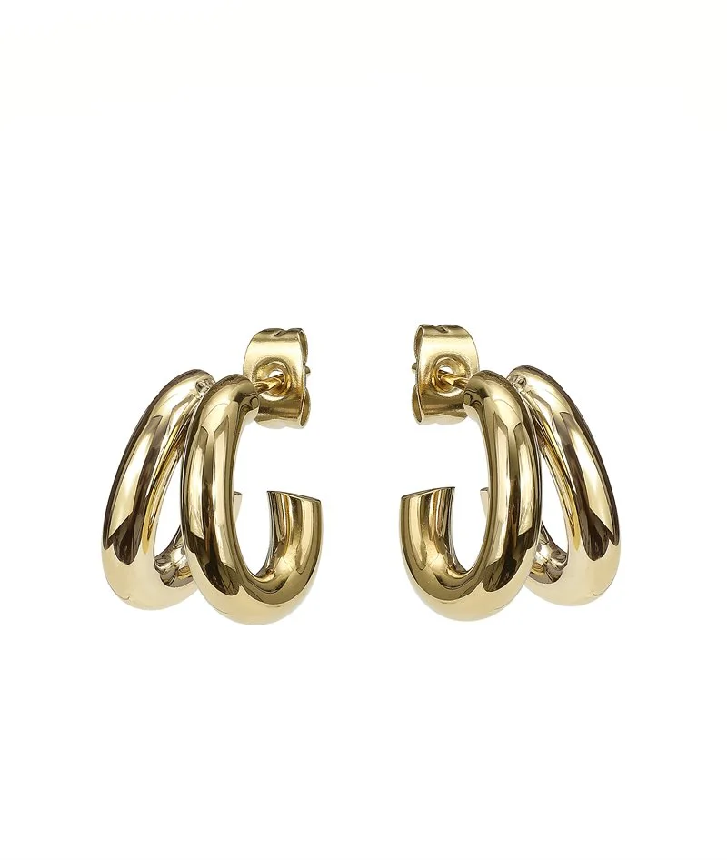 RUBY Double earrings gold