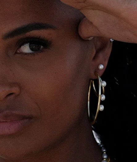 PALMA Double hoops pearl/gold