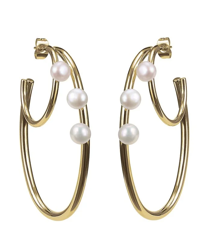 PALMA Double hoops pearl/gold