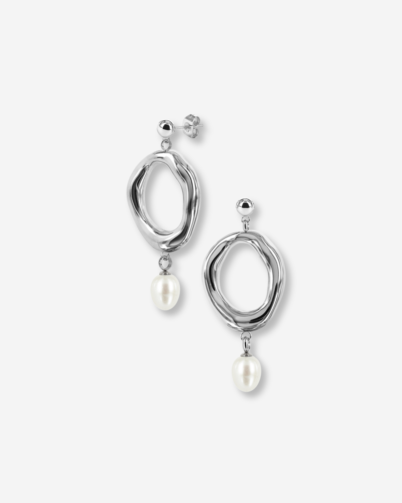 ANGELINA pearl earrings steel