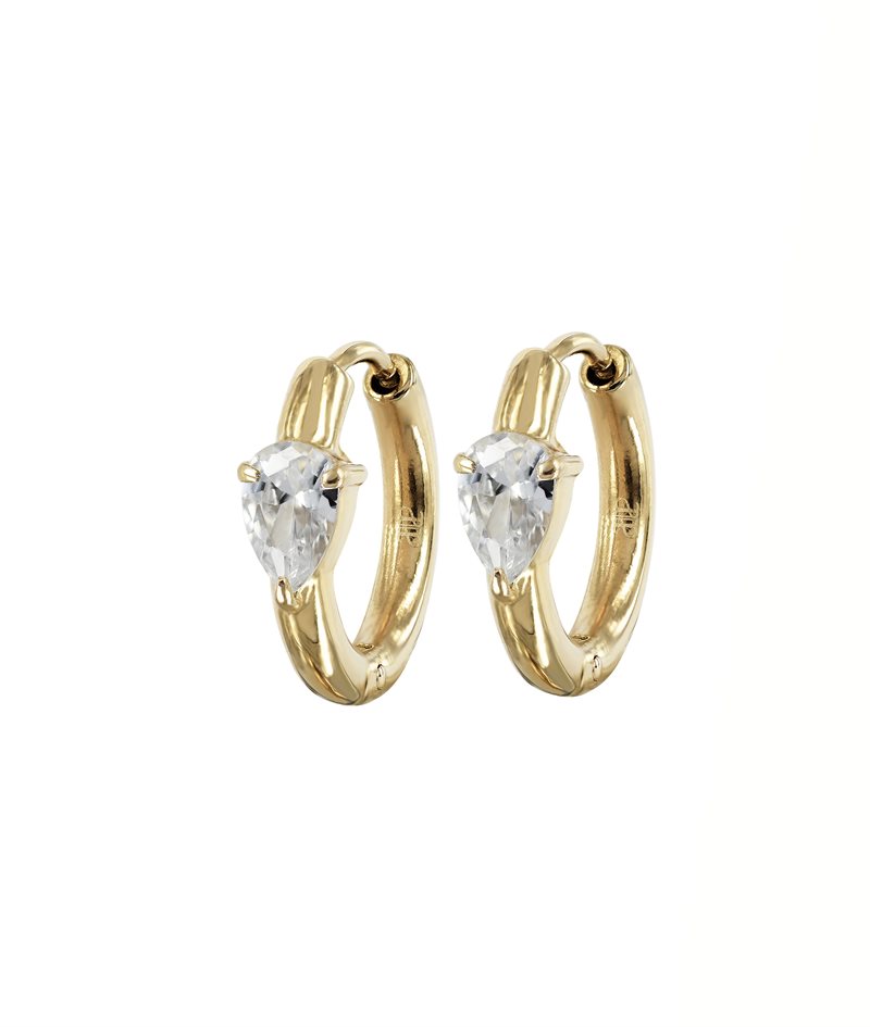 Drop crystal hoops gold