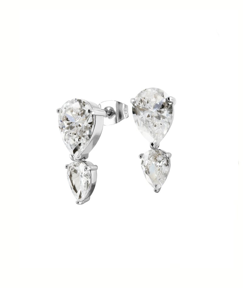 DROP crystal long earrings steel