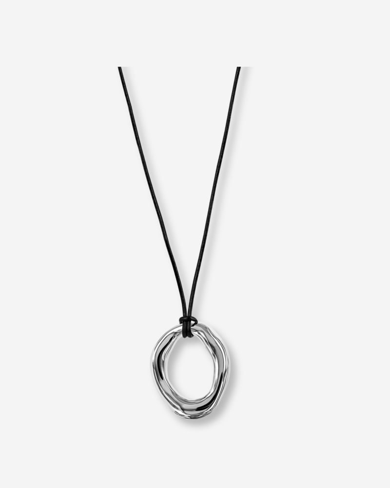 ANGELINA Leather necklace 30mm steel