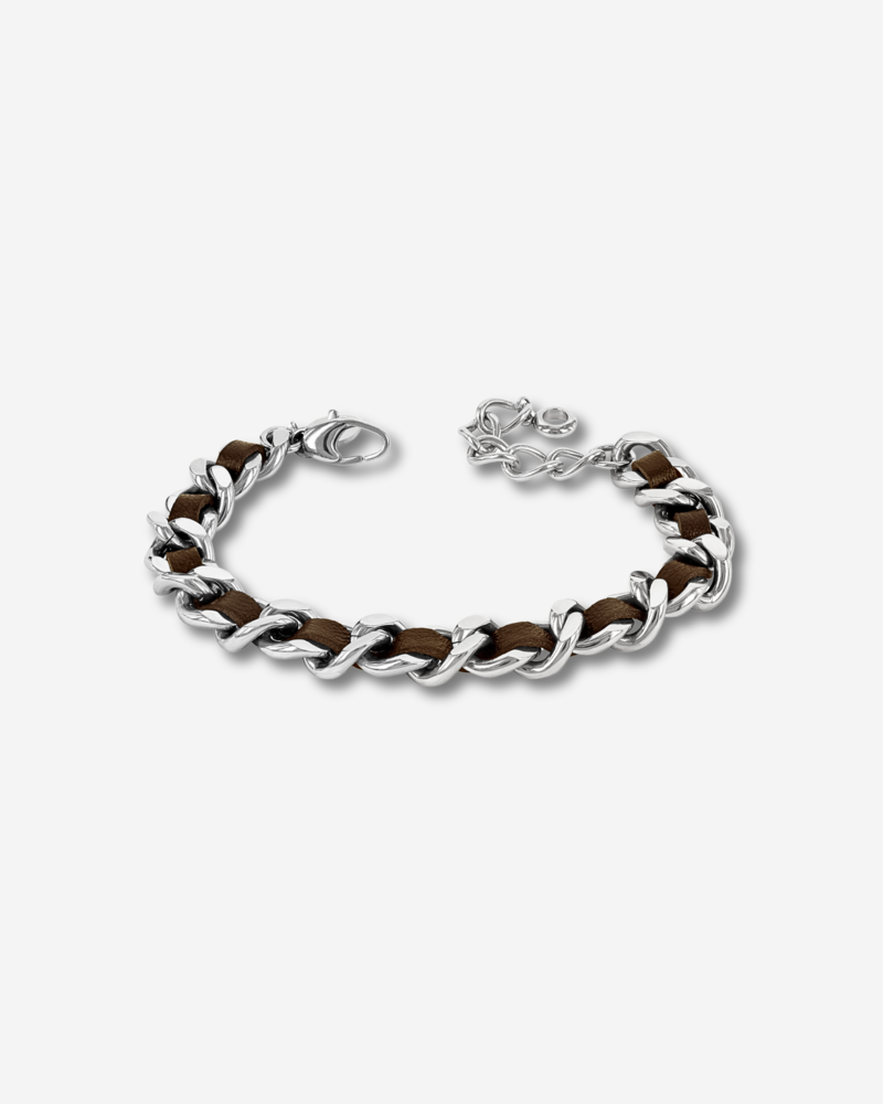 ADELIA Leather bracelet steel/brown