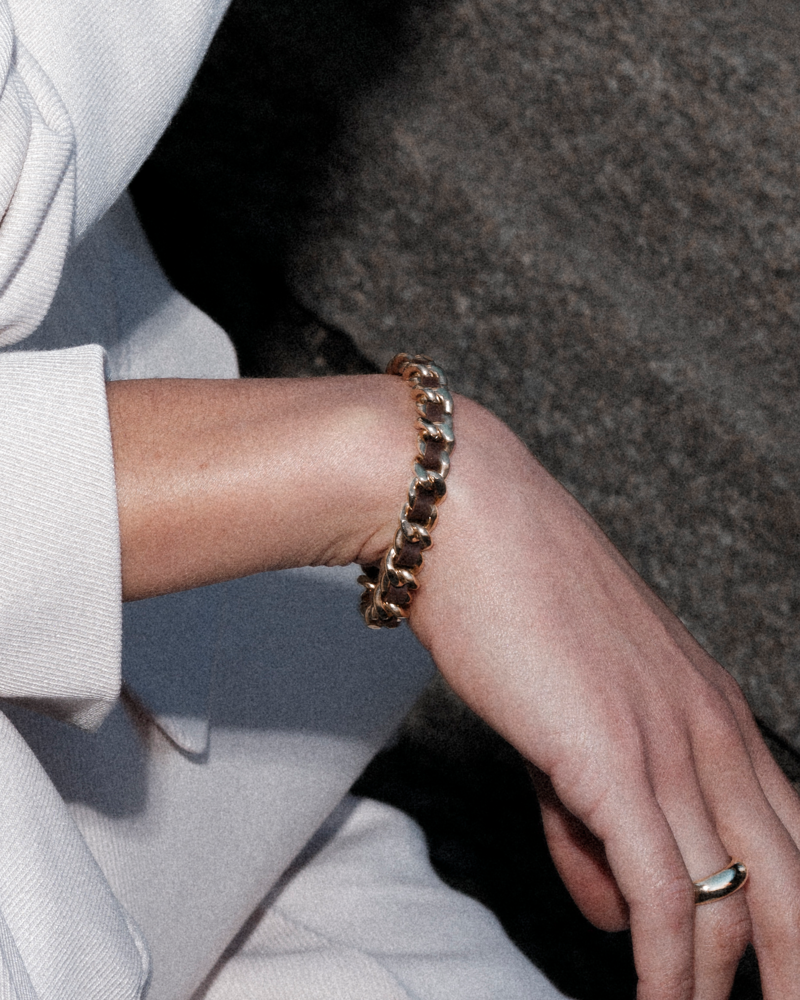 ADELIA Leather bracelet steel/brown