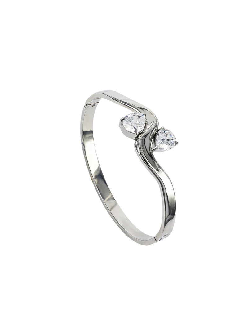 DROP crystal wave bangle steel