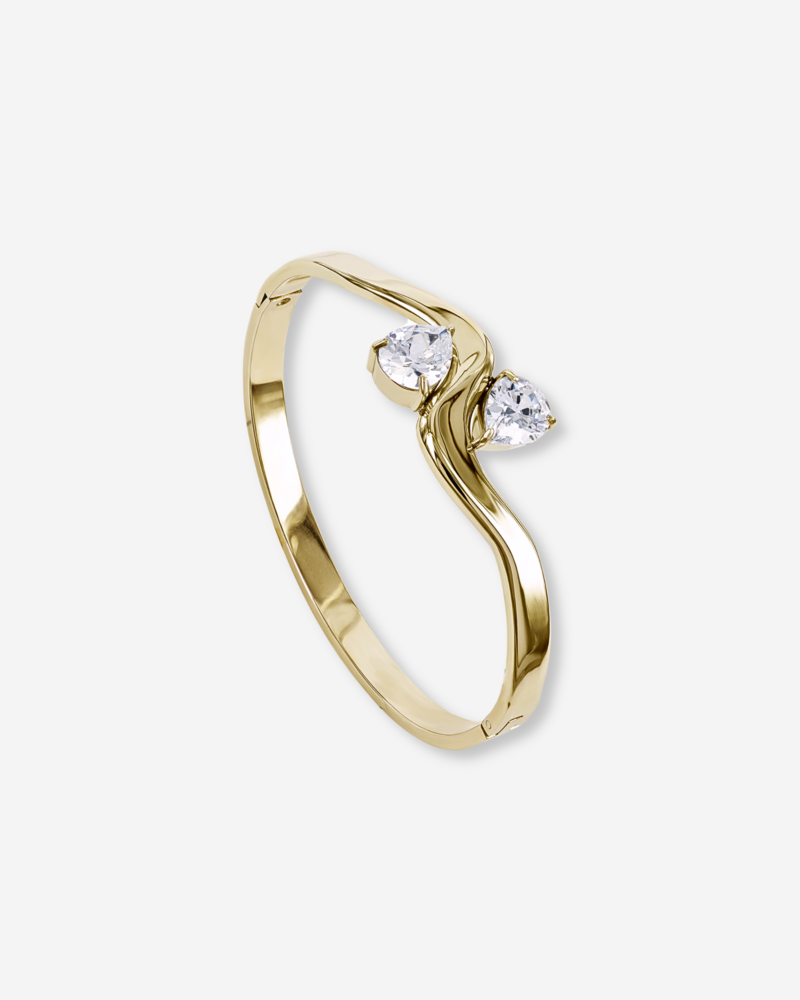 DROP crystal wave bangle gold