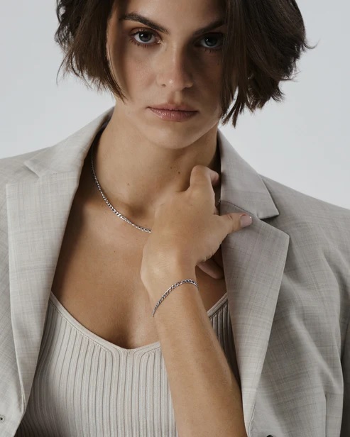 THIN FIGARO Bracelet silver medium