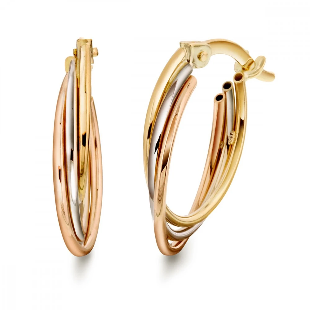 Örhänge 14k creol r/v/rose guld