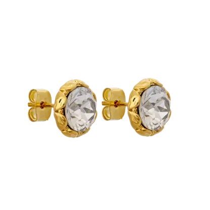 Miss Victoria stud earrings crystal -gold