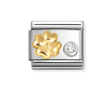 Classic länk fyrklöver guld, cz