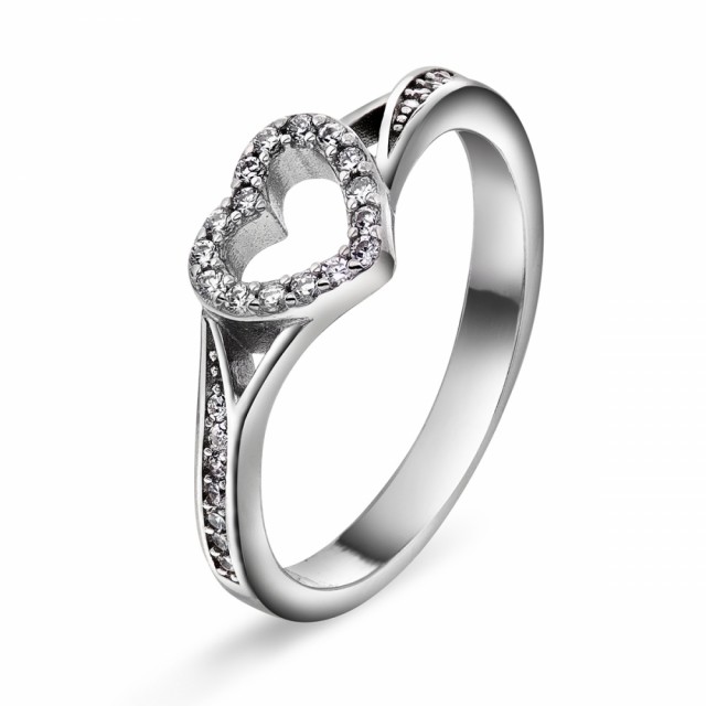 Silverring hjärta med cz