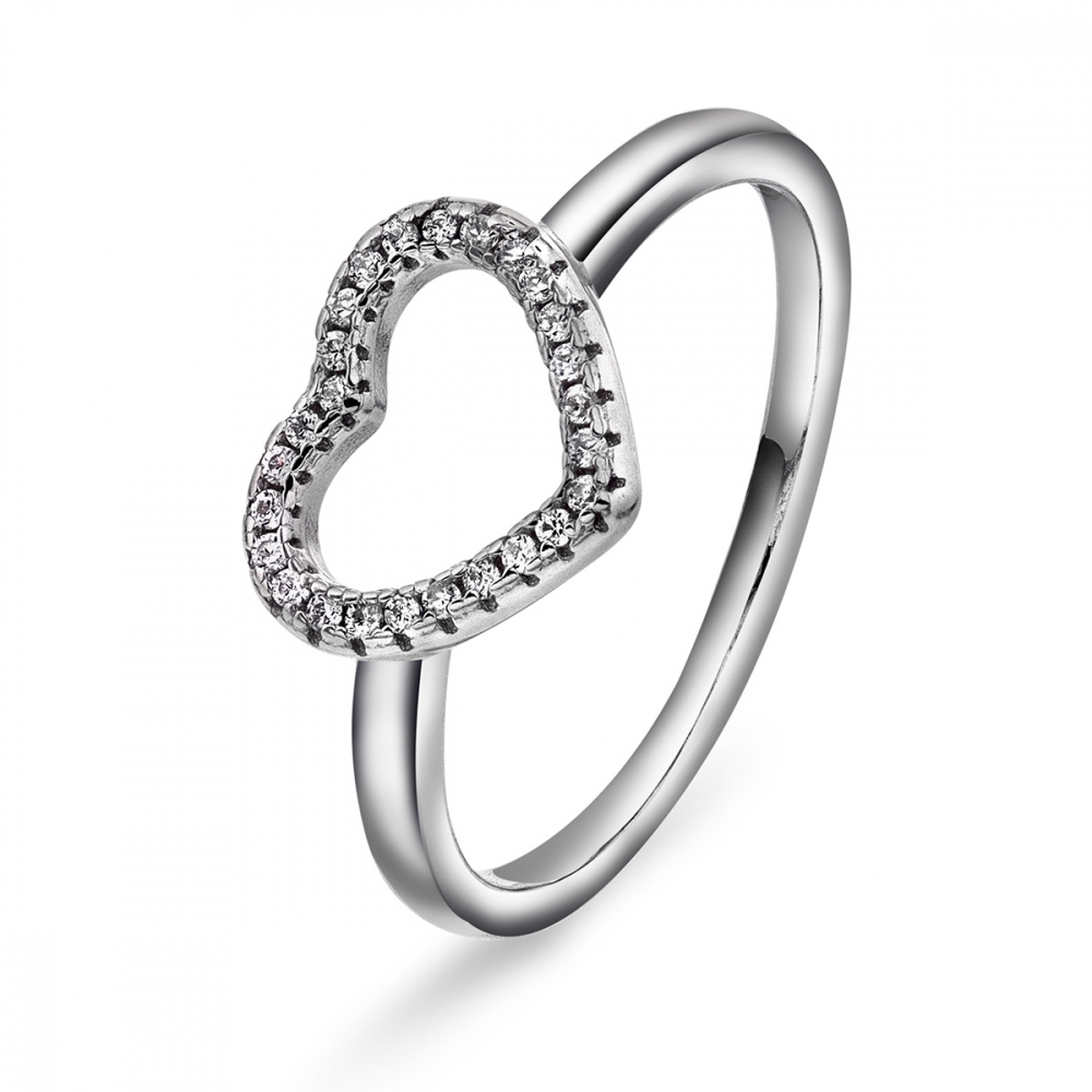 Silverring hjärta cz