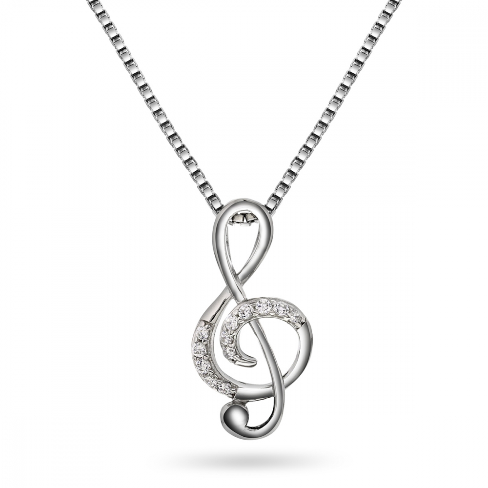 Silverhalsband g klav med cz