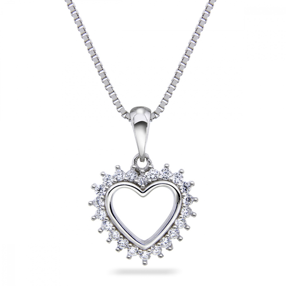 Silverhalsband hjärta cz