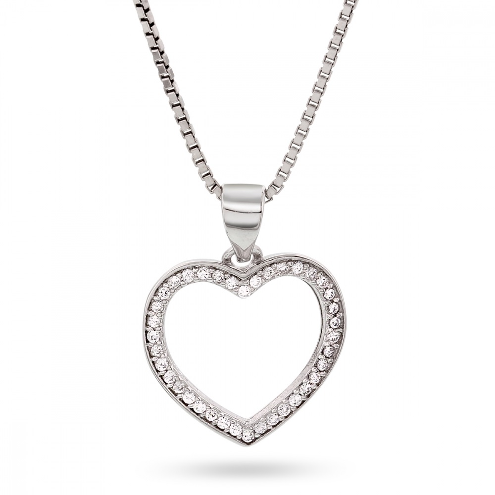 Silverhalsband hjärta med cz