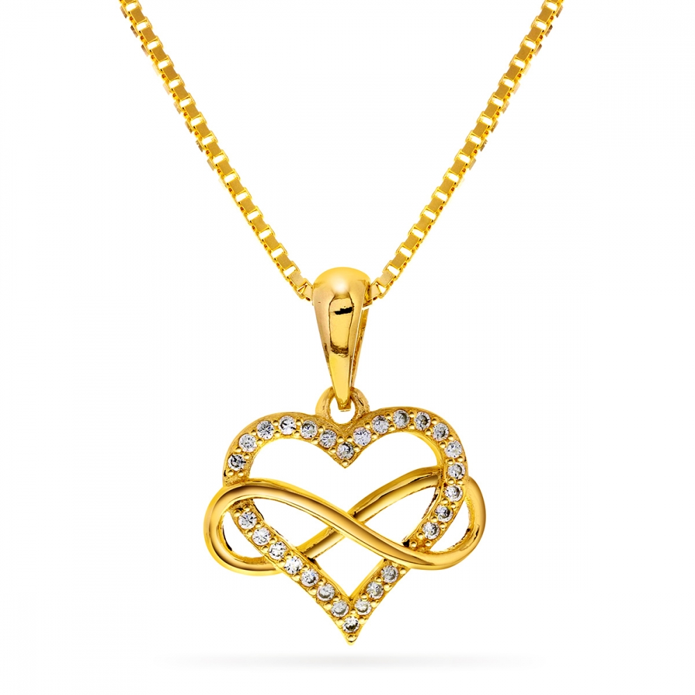 Halsband fg silver hjärta cz med evighet