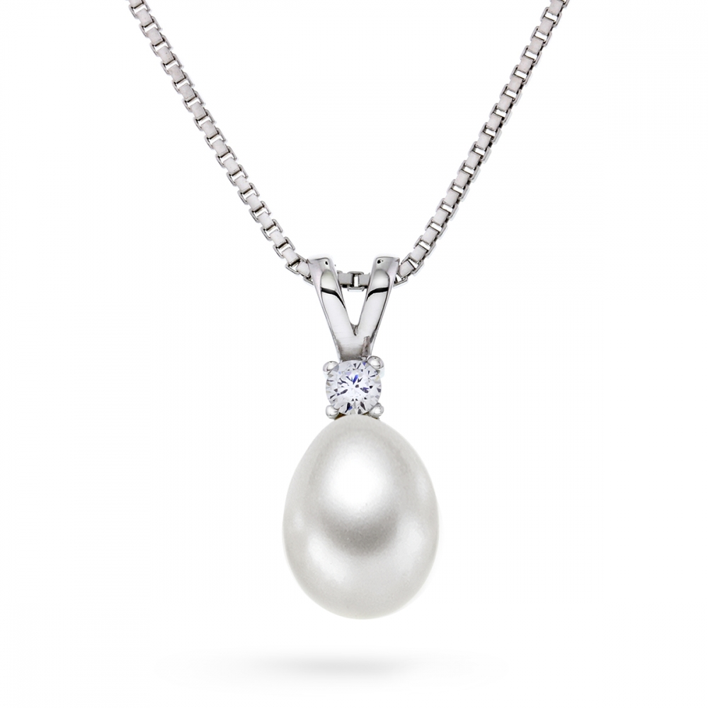 ARNE NORDLIE Halsband i silver med pärla och cz