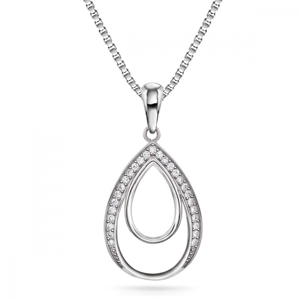 Nordlie halsband silver droppe med cz