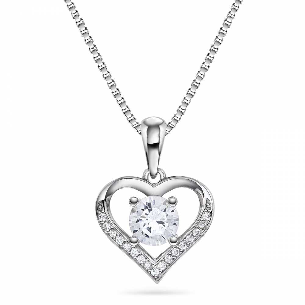 Silverhalsband hjärta med cz