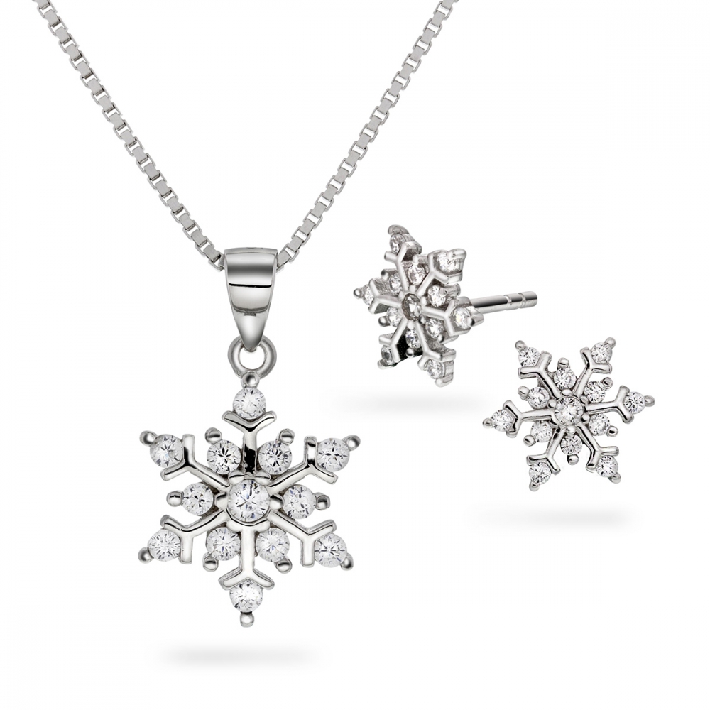 Set silver halsband och örhänge snökristall med cz