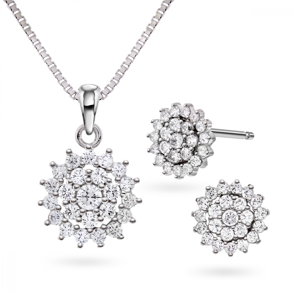 Set i silver rosett cz