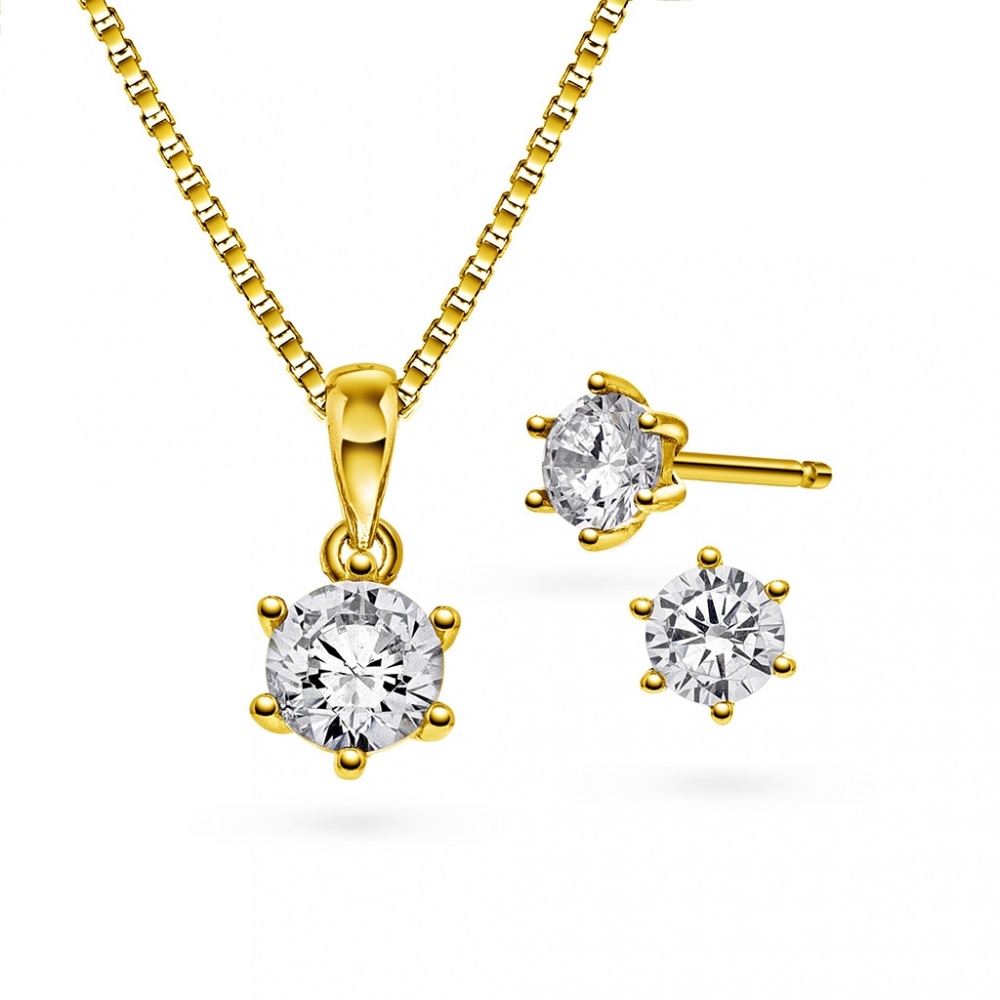 Set förgyllt silver cz