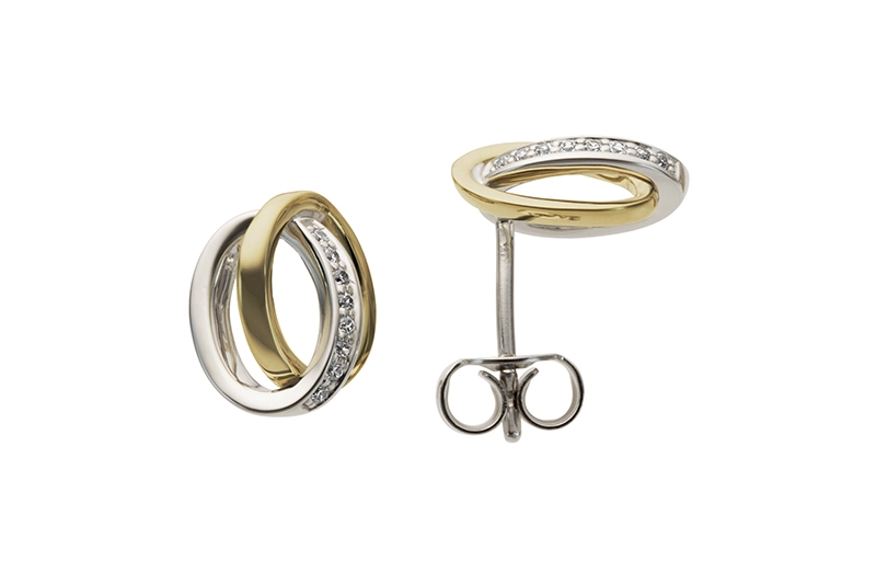 Örhänge 18k r/v guld 0,05ct w/si