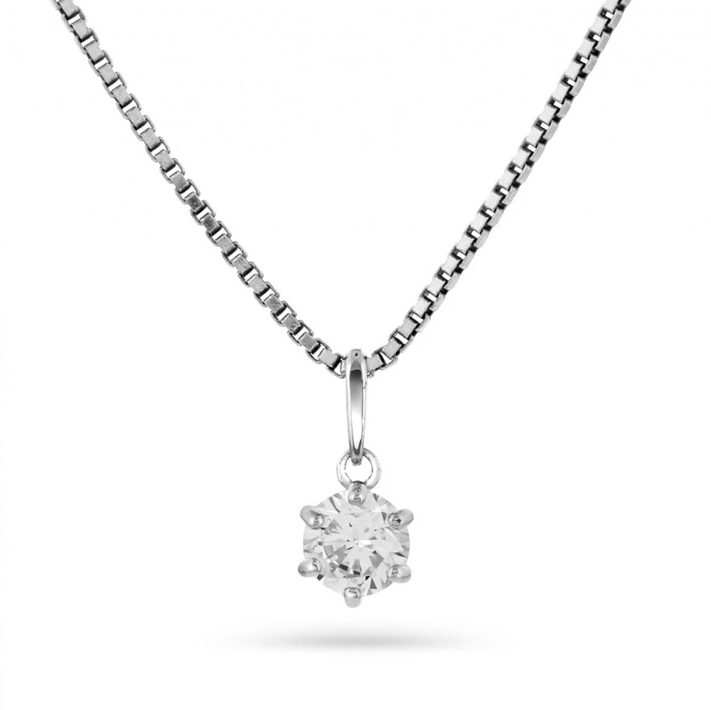 Hänge 14k vitguld 5mm cz inkl silverkedja