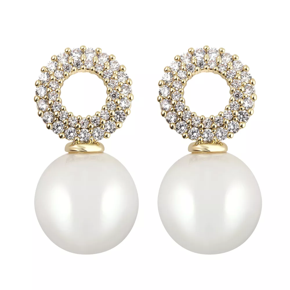 Gracie Small pendant ear g/white